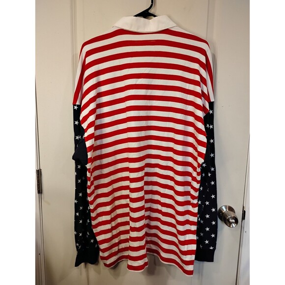 Men's Chubbies The Freedom Ring Rugby Shirt Long Sleeve Red White Blue XL - Picture 3 of 7